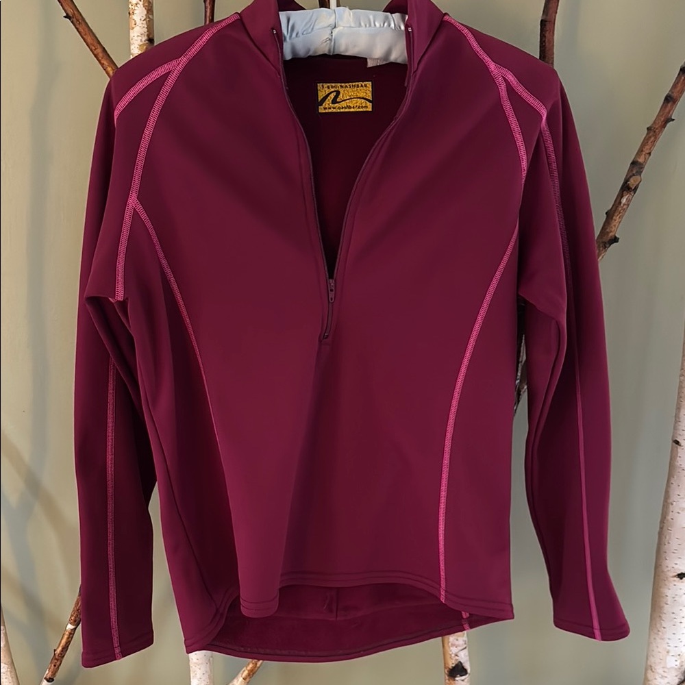 Nashbar vintage Maroon Long Sleeve bike shirt Quarter-Zip Top